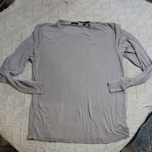 Theory Light Gray Long Sleeve Tee Size Large